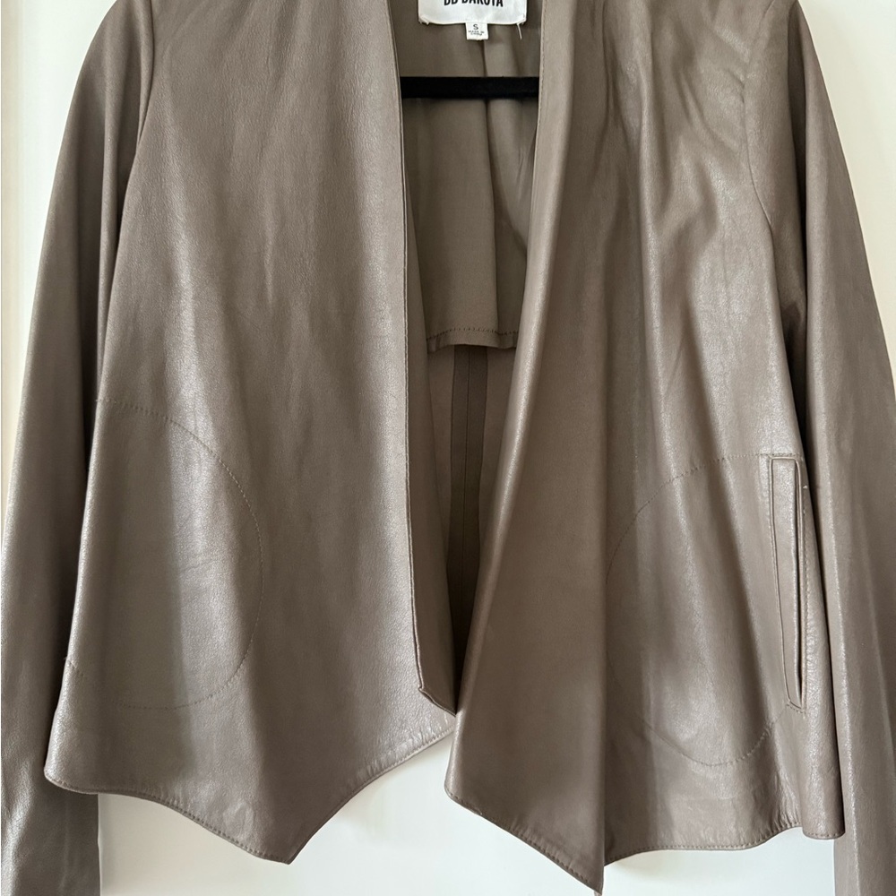 BB Dakota Brown Leather Jacket with Waterfall Lapels